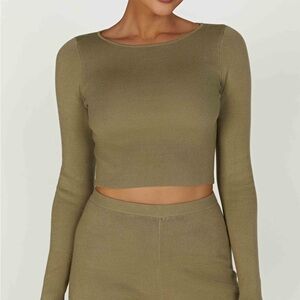 Meshki Haisley Long Sleeve Knit Top - Olive - S